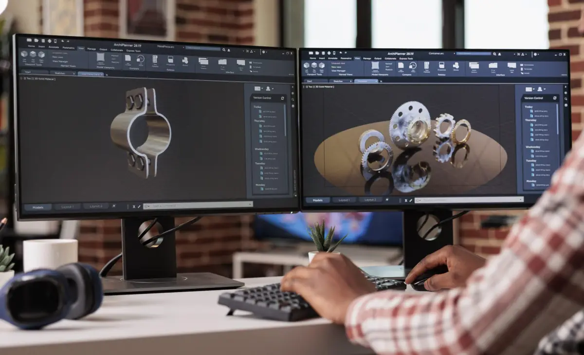 Evolution of a prototype: 3D-printed part, machined in aluminium and cast in polyurethane