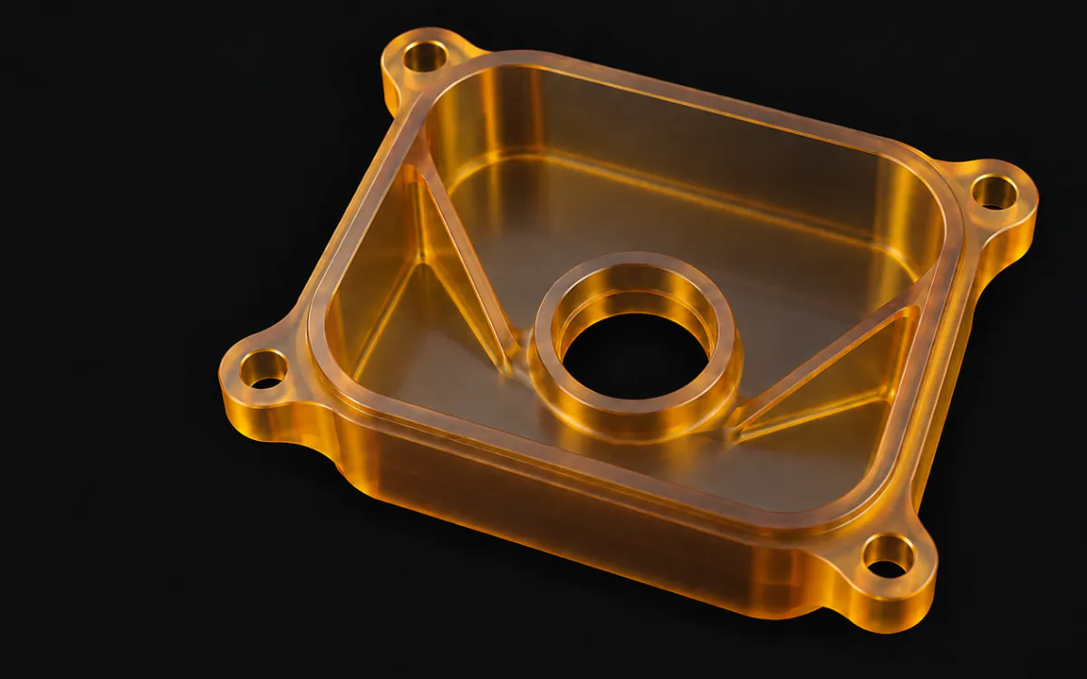 Pièce de référence en PEI pour l'usinage CNC.
