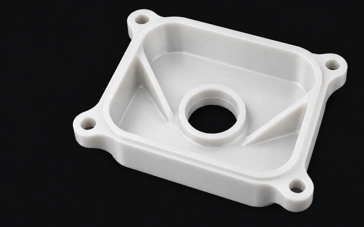 Pezzo di riferimento in PET per lavorazione CNC.