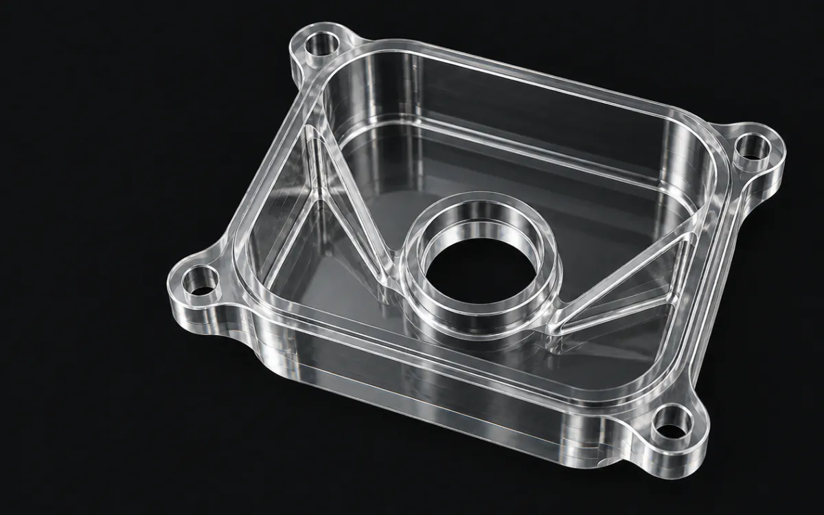 Reference part in PMMA for CNC machining.