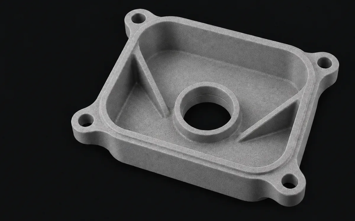 Pezzo di riferimento in polipropilene per stampa 3D MJF.