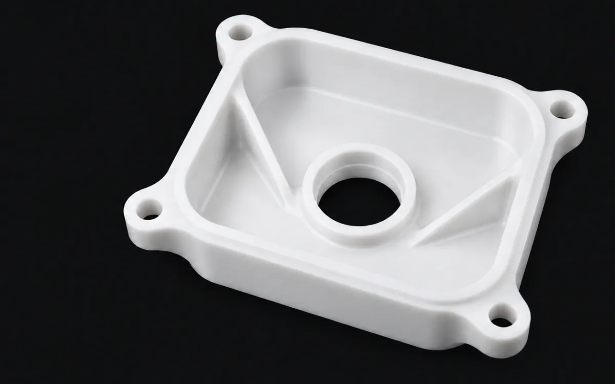 Reference part in PTFE for CNC machining.