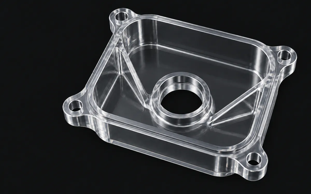 La misma carcasa colada en PU rígido transparente.