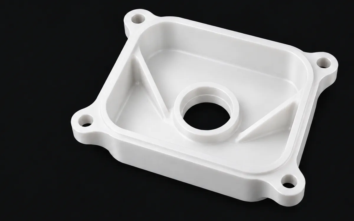 Reference part in white resin for SLA 3D printing.