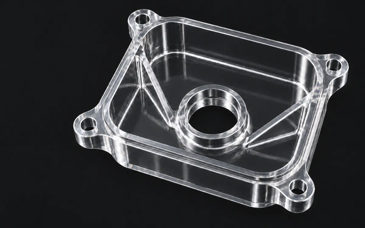 Pieza de referencia en resina transparente para impresión 3D SLA.